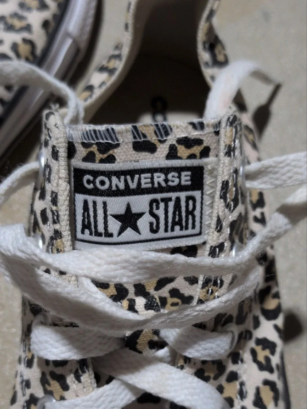 Converse Leopard Print Canvas Sneakers in Black, Tan, White Kids Size 2